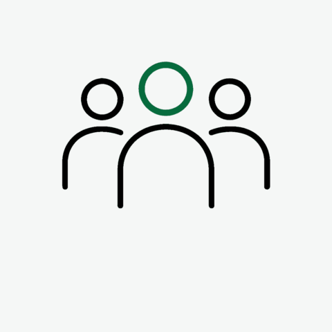 Drei stilisierte Menschen als Icon.